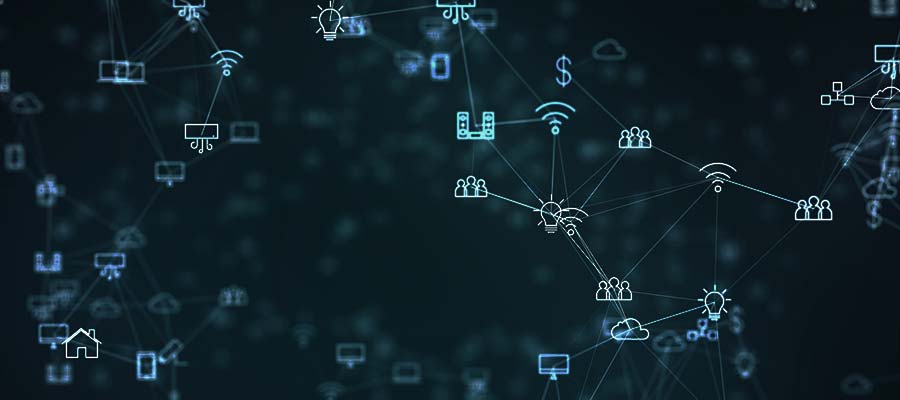 Connected points that display how everything is connected and how having SD-WAN can help streamline these connections to be more accessible, robust and secure.